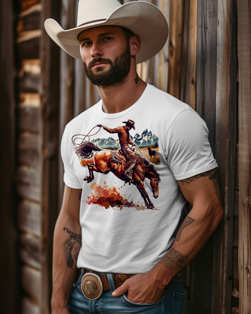 Cowboy hat and boot DTF transfer for western apparel Motorcycle Designs Thumb