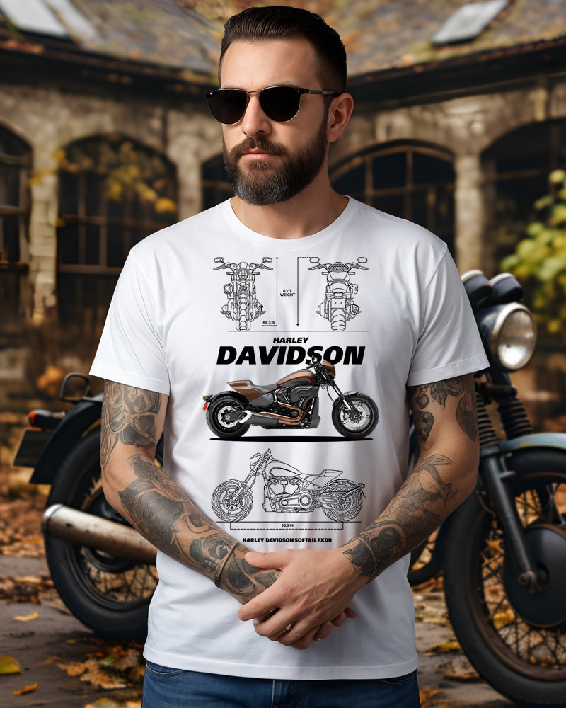 Motorcycle engine schematic DTF transfer on denim jacket