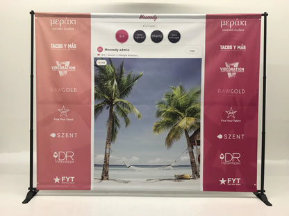 8' x 8' event sponsor backdrop with company logos printed on vinyl by Urban Tee LLC in South Gate, CA